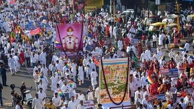 Jain community members take part in a protest against the decision declaring Shri Sammed Shikharji in Jharkhand as a tourist place (PTI Photo) Jain community members take part in a protest against the decision declaring Shri Sammed Shikharji in Jharkhand as a tourist place (PTI Photo)