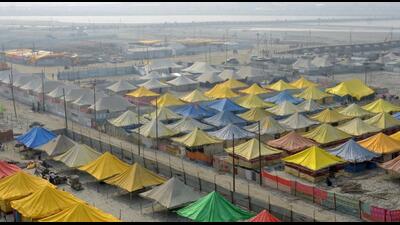 Magh Mela-2023 tent city on the banks of Sangam in Prayagraj . (Anil Kumar Maurya/HT photo) Magh Mela-2023 tent city on the banks of Sangam in Prayagraj . (Anil Kumar Maurya/HT photo)