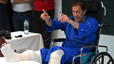 Imran Khan, the chairman of the Pakistan Tehreek-e-Insaf (PTI), suffered bullet injuries in the right leg on November 3. (AFP) Imran Khan, the chairman of the Pakistan Tehreek-e-Insaf (PTI), suffered bullet injuries in the right leg on November 3. (AFP)