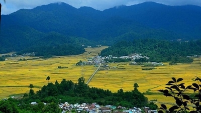 Ziro Valley, Arunachal Pradesh: Visit Ziro, one of Northeast India's hidden beauties, if you're looking for a tranquil getaway. It is home to the famous Apatani tribe which is renowned for having enormous nose plugs and facial tattoos. This lovely hamlet offers all you need for a relaxing vacation, including verdant pine hills and rice fields. Another reason it is well-known is that it annually hosts one of India's largest outdoor festivals for independent music. (pinterest) Ziro Valley, Arunachal Pradesh: Visit Ziro, one of Northeast India's hidden beauties, if you're looking for a tranquil getaway. It is home to the famous Apatani tribe which is renowned for having enormous nose plugs and facial tattoos. This lovely hamlet offers all you need for a relaxing vacation, including verdant pine hills and rice fields. Another reason it is well-known is that it annually hosts one of India's largest outdoor festivals for independent music. (pinterest)