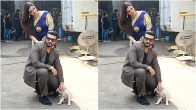 Arjun and Tabu posed for a super adorable picture together. (HT Photos/Varinder Chawla) Arjun and Tabu posed for a super adorable picture together. (HT Photos/Varinder Chawla)