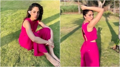 Sobhita Dhulipala is an absolute fashionista. The actor keeps slaying fashion goals like a pro with snippets from her fashion diaries on her Instagram profile on a regular basis. From acing casual looks to showing us how to drape the six yards of grace, Sobhita’s Instagram profile is replete with such fashion statements. A day back, Sobhita shared a slew of pictures of herself chilling in a garden of sorts and soaking in the morning sunshine in a stunning ensemble. (Instagram/@sobhitad) Sobhita Dhulipala is an absolute fashionista. The actor keeps slaying fashion goals like a pro with snippets from her fashion diaries on her Instagram profile on a regular basis. From acing casual looks to showing us how to drape the six yards of grace, Sobhita’s Instagram profile is replete with such fashion statements. A day back, Sobhita shared a slew of pictures of herself chilling in a garden of sorts and soaking in the morning sunshine in a stunning ensemble. (Instagram/@sobhitad)