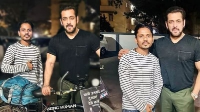 Salman Khan poses with his fan Sameer on his birthday. Salman Khan poses with his fan Sameer on his birthday.