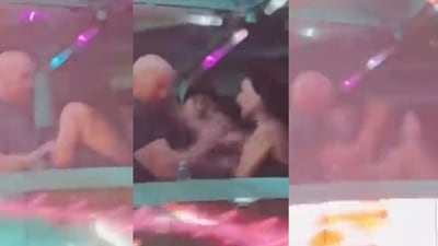Dana White and wife Anne were caught slapping each other. (Twitter) Dana White and wife Anne were caught slapping each other. (Twitter)