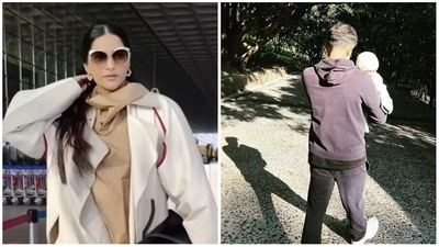 Sonam Kapoor shared a new picture of Anand Ahuja and son Vayu. Sonam Kapoor shared a new picture of Anand Ahuja and son Vayu.