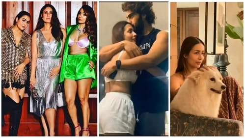 Malaika Arora with Amrita Arora, Kareena Kapoor, Arjun Kapoor and Casper in 2022. Malaika Arora with Amrita Arora, Kareena Kapoor, Arjun Kapoor and Casper in 2022.