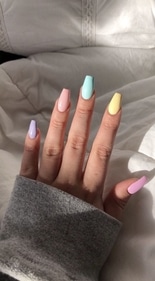 Pick a variety of pastel nail colours that complement each other. (pinterest) Pick a variety of pastel nail colours that complement each other. (pinterest)