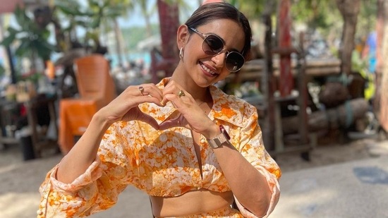 Sharing a slew of images, she captioned her post, "Kickstarted the year with a bright and Sunny beach day with laughter, positivity and love for all of you."(Instagram/@rakulpreet)