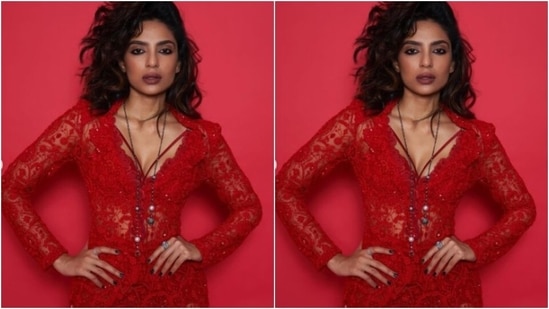 Sobhita's fashion diaries are getting better by the day. The actor, a few days back, shared a slew of pictures of herself looking gorgeous in a bright red translucent lace gown.&nbsp;(Instagram/@sobhitad)