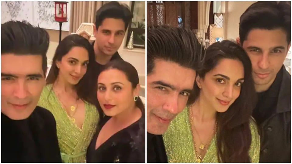 Kiara Advani and Sidharth Malhotra with Manish Malhotra and Rani Mukerji. (Instagram)