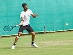 Yuki Bhambri during a practice session(PTI) Yuki Bhambri during a practice session(PTI)