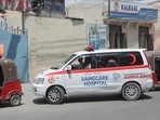 A Samocare ambulance carrying an unidentified wounded person in Mogadishu, Somalia. (Image for representation)