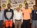 Rohan Bopanna (second from right) with Arjun Kadhe (second from left) Rohan Bopanna (second from right) with Arjun Kadhe (second from left)