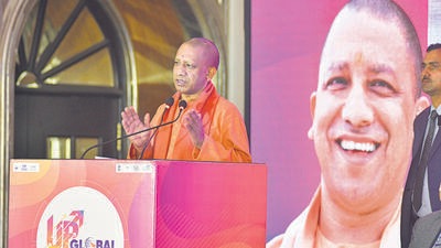 Mumbai, India - January 04, 2023: Uttar Pradesh chief minister Yogi Adityanath addresses the gathering during the UP Global Investors Summit, in Mumbai, India, on Wednesday, January 04, 2023. (Photo by Bhushan Koyande/HT Photo) (HT PHOTO) Mumbai, India - January 04, 2023: Uttar Pradesh chief minister Yogi Adityanath addresses the gathering during the UP Global Investors Summit, in Mumbai, India, on Wednesday, January 04, 2023. (Photo by Bhushan Koyande/HT Photo) (HT PHOTO)