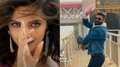 The image shows the Pakistani man who danced to SRK and Deepika Padukone’s Besharam Rang from Pathaan. (Screengrab)