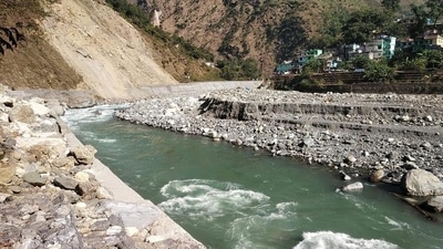 The Indian side is constructing a 985-metre embankment on Kali river on the Indian side, to protect Dharchula town from monsoon floods. (Sourced) The Indian side is constructing a 985-metre embankment on Kali river on the Indian side, to protect Dharchula town from monsoon floods. (Sourced)
