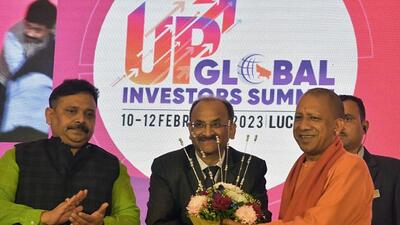 Uttar Pradesh chief minister Yogi Adityanath being felicitated at an event in Mumbai on Wednesday. (ANI PHOTO) Uttar Pradesh chief minister Yogi Adityanath being felicitated at an event in Mumbai on Wednesday. (ANI PHOTO)