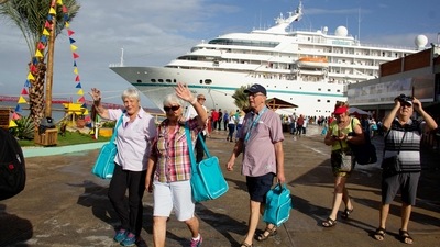 The passengers will spend a day visiting local sites before departing in the afternoon to their next destination. (AFP) The passengers will spend a day visiting local sites before departing in the afternoon to their next destination. (AFP)