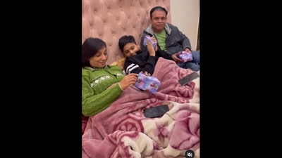 Woman surprises parents with their first international trip. (Instagram/@Apoorva) Woman surprises parents with their first international trip. (Instagram/@Apoorva)