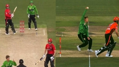 Screengrab of the run-out appeal moment in the match between Melbourne Renegades and Melbourne Stars. (Twitter) Screengrab of the run-out appeal moment in the match between Melbourne Renegades and Melbourne Stars. (Twitter)