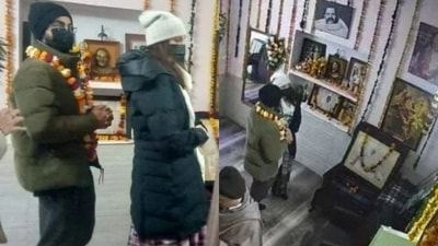 Anushka Sharma, Virat Kohli in Mathura. Anushka Sharma, Virat Kohli in Mathura.