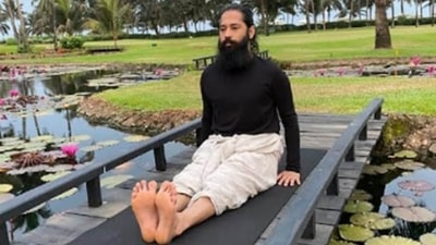 2. Dandasana (Staff Pose) - Sit upright and extend your legs in front of you. Join your legs, bringing your heels together. Maintain a straight back. Tighten your pelvic, thigh, and calves muscles. In order to support your spine, place your palms on the floor next to your hips. Also, relax your shoulders. (Grand Master Akshar) 2. Dandasana (Staff Pose) - Sit upright and extend your legs in front of you. Join your legs, bringing your heels together. Maintain a straight back. Tighten your pelvic, thigh, and calves muscles. In order to support your spine, place your palms on the floor next to your hips. Also, relax your shoulders. (Grand Master Akshar)