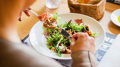 Eat the healthiest foods on your plate first so you will be up with high-quality calories at the start. (Unsplash)