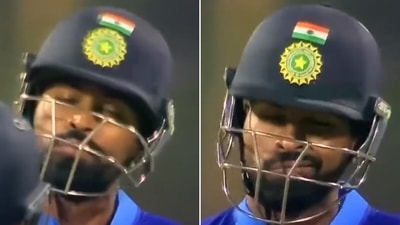 Hardik Pandya's nod of the head is becoming a thing now (Screengrab) Hardik Pandya's nod of the head is becoming a thing now (Screengrab)