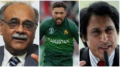 Najam Sethi, Mohammad Amir, and Ramiz Raja Najam Sethi, Mohammad Amir, and Ramiz Raja