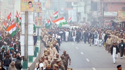 Congress leader Rahul Gandhi waves to the supporters during the party's Bharat Jodo Yatra, in Baghpat on Wednesday. (Congress Twitter) Congress leader Rahul Gandhi waves to the supporters during the party's Bharat Jodo Yatra, in Baghpat on Wednesday. (Congress Twitter)