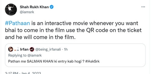 Shah Rukh Khan on Twitter.