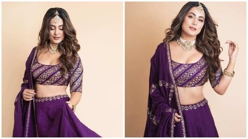 Hina Khan in deep purple lehenga (Instagram/realhinakhan)