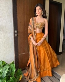 Shanaya Kapoor looks like a dream in stunning orange lehenga. (Instagram)