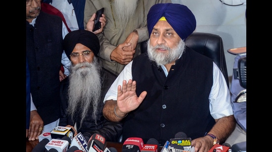 The SAD chief was reacting to Mann’s meeting with Haryana CM Manohar Lal Khattar and Union jal shakti minister Gajendra Singh Shekhawat on the Sutlej Yamuna Link canal issue under dispute for the past 26 years. (PTI file photo)