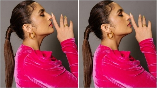 Styled by fashion stylist Sanam Ratansi, Huma wore her tresses into a clean ponytail and decked up in nude eyeshadow, black winged eyeliner, mascara-laden eyelashes, drawn eyebrows, contoured cheeks and a shade of nude lipstick.&nbsp;(Instagram/@iamhumaq)