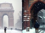 AI generated snow-clad photos of Delhi and Kolkata.(Twitter/@Angshuman Choudhury ) AI generated snow-clad photos of Delhi and Kolkata.(Twitter/@Angshuman Choudhury )