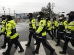South Korea: South Korean police is seen. South Korea: South Korean police is seen.