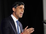 British Prime Minister Rishi Sunak delivers his first major domestic speech of 2023 at Plexal, Queen Elizabeth Olympic Park, in east London, Britain Wednesday.