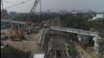 Steel girder being installed at Sangamwadi railway crossing line. (HT PHOTO) Steel girder being installed at Sangamwadi railway crossing line. (HT PHOTO)