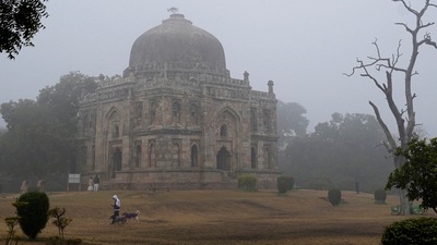 People seen at Lodhi Gardens on a cold and foggy winter morning in New Delhi, on January 5, The onset of 2023 brought in a winter chill with the Safdarjung weather station recording a minimum of 3 degrees Celsius on Thursday. (Kamal Singh / PTI) People seen at Lodhi Gardens on a cold and foggy winter morning in New Delhi, on January 5, The onset of 2023 brought in a winter chill with the Safdarjung weather station recording a minimum of 3 degrees Celsius on Thursday. (Kamal Singh / PTI)