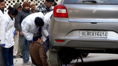 The car which hit Anjali's scooter and then dragged her for 12 km resulting in her death in New Year's night. (ANI) The car which hit Anjali's scooter and then dragged her for 12 km resulting in her death in New Year's night. (ANI)