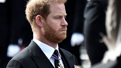 Prince Harry Memoir Spare Leaked: Britain's Prince Harry follows the coffin of Queen Elizabeth II during her funeral procession. (Reuters)