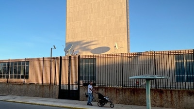 Cuba: A man walks past the Embassy of the United States of America in Havana. (AFP) Cuba: A man walks past the Embassy of the United States of America in Havana. (AFP)