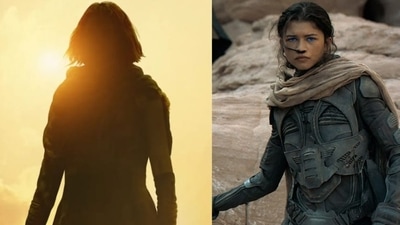 Project K poster featuring Deepika Padukone that was released on her birthday (left); Zendaya in Dune (right). Project K poster featuring Deepika Padukone that was released on her birthday (left); Zendaya in Dune (right).