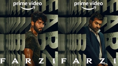 Actors Shahid Kapoor and Vijay Sethupathi in the new posters for Prime Video's upcoming web series Farzi Actors Shahid Kapoor and Vijay Sethupathi in the new posters for Prime Video's upcoming web series Farzi