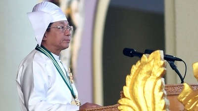 Myanmar: Myanmar's military chief Min Aung Hlaing makes a speech. (AFP) Myanmar: Myanmar's military chief Min Aung Hlaing makes a speech. (AFP)