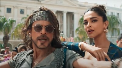 Actors Shah Rukh Khan and Deepika Padukone in the song Jhoome Jo Pathaan. Actors Shah Rukh Khan and Deepika Padukone in the song Jhoome Jo Pathaan.