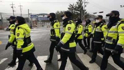 South Korea: South Korean police is seen. (AP) South Korea: South Korean police is seen. (AP)