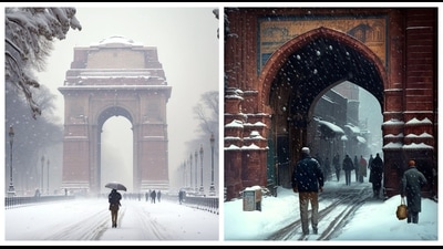 Winter becomes the muse for 29-year-old Assamese, whose imagination of Delhi as a snowy city is going viral on social media. (Photos: Angshuman Choudhury/Twitter) Winter becomes the muse for 29-year-old Assamese, whose imagination of Delhi as a snowy city is going viral on social media. (Photos: Angshuman Choudhury/Twitter)