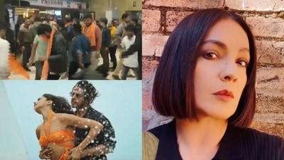 Pooja Bhatt has reacted to a viral video of Bajrang Dal attacking posters of Pathaan in a mall. (ANI photo) (ani) Pooja Bhatt has reacted to a viral video of Bajrang Dal attacking posters of Pathaan in a mall. (ANI photo) (ani)